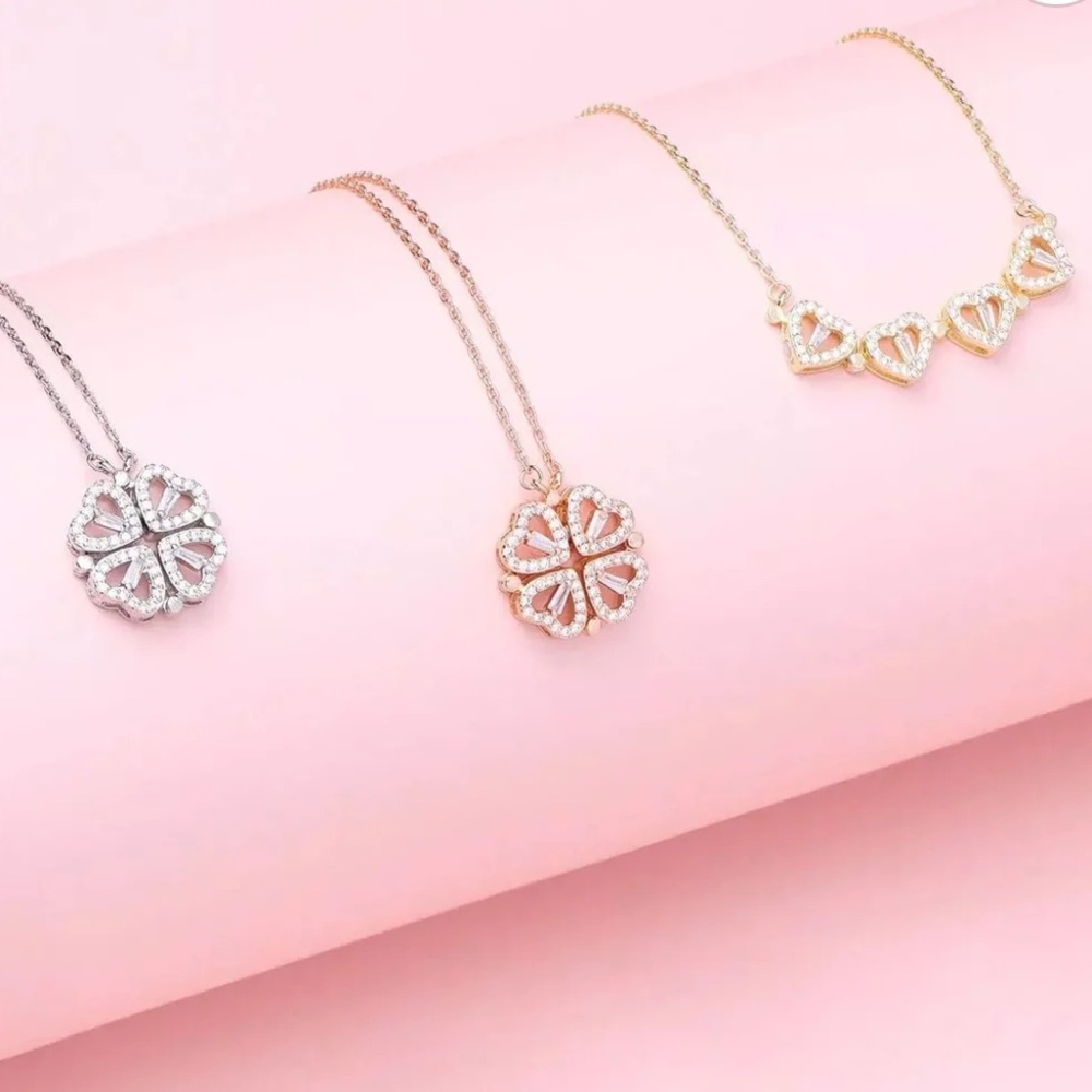 Silver Lucky Heart Pendant Necklace Two Ways To Wear It! NEW!